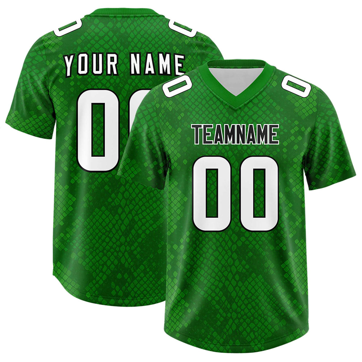 Custom Kelly Green Personalized Snakeskin Graffiti Pattern Authentic American Football Jersey