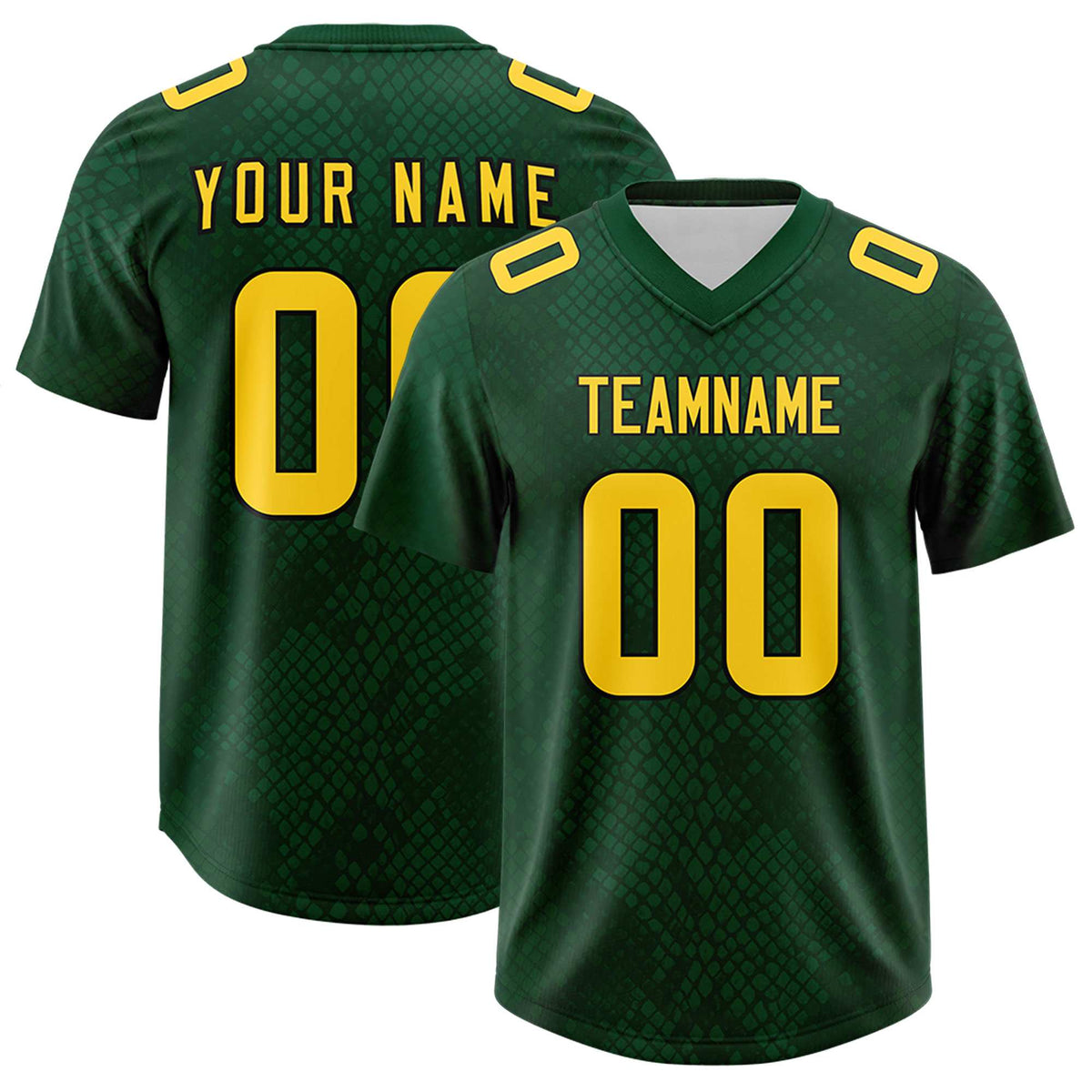 Custom Green Personalized Snakeskin Graffiti Pattern Authentic American Football Jersey