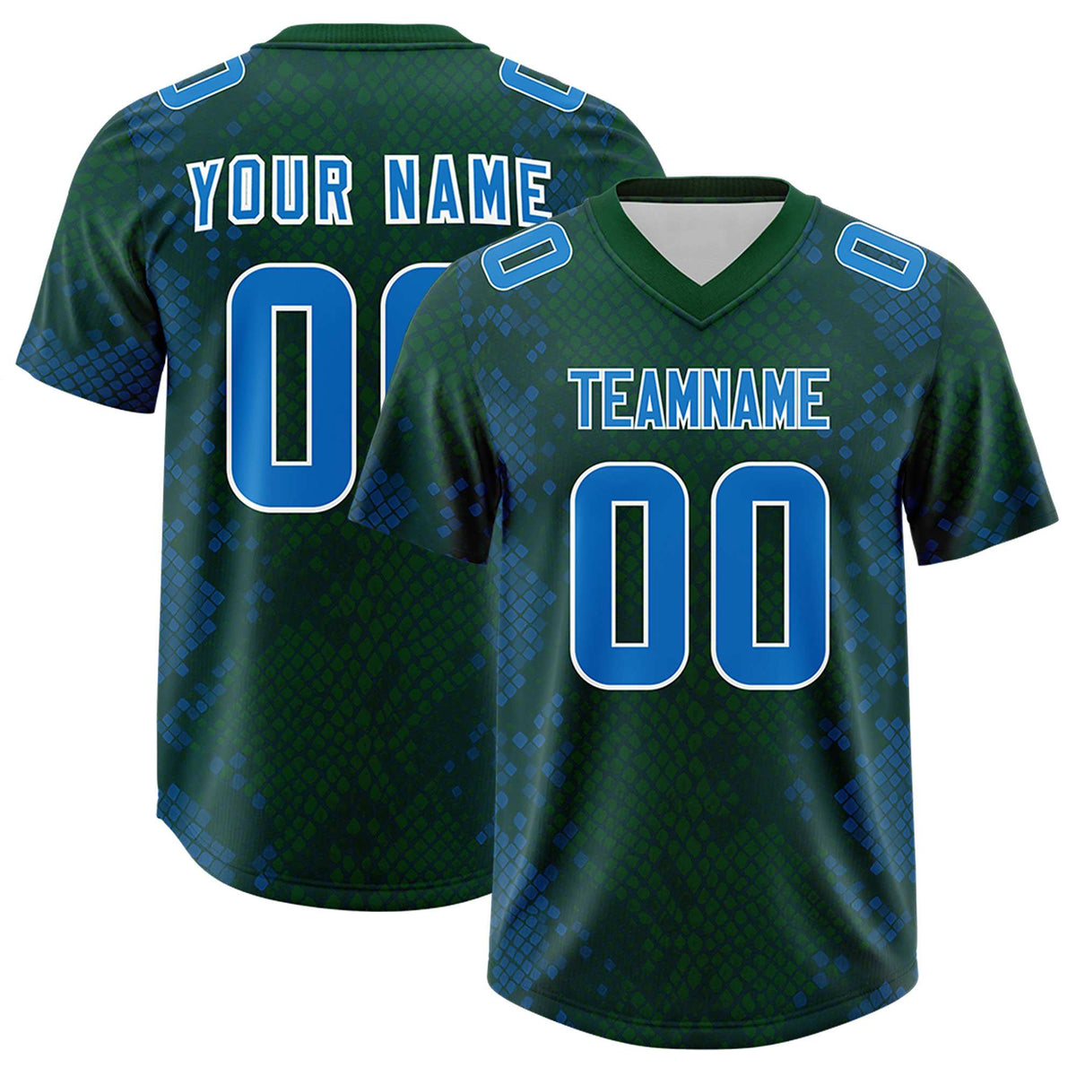 Custom Green Personalized Snakeskin Graffiti Pattern Authentic American Football Jersey