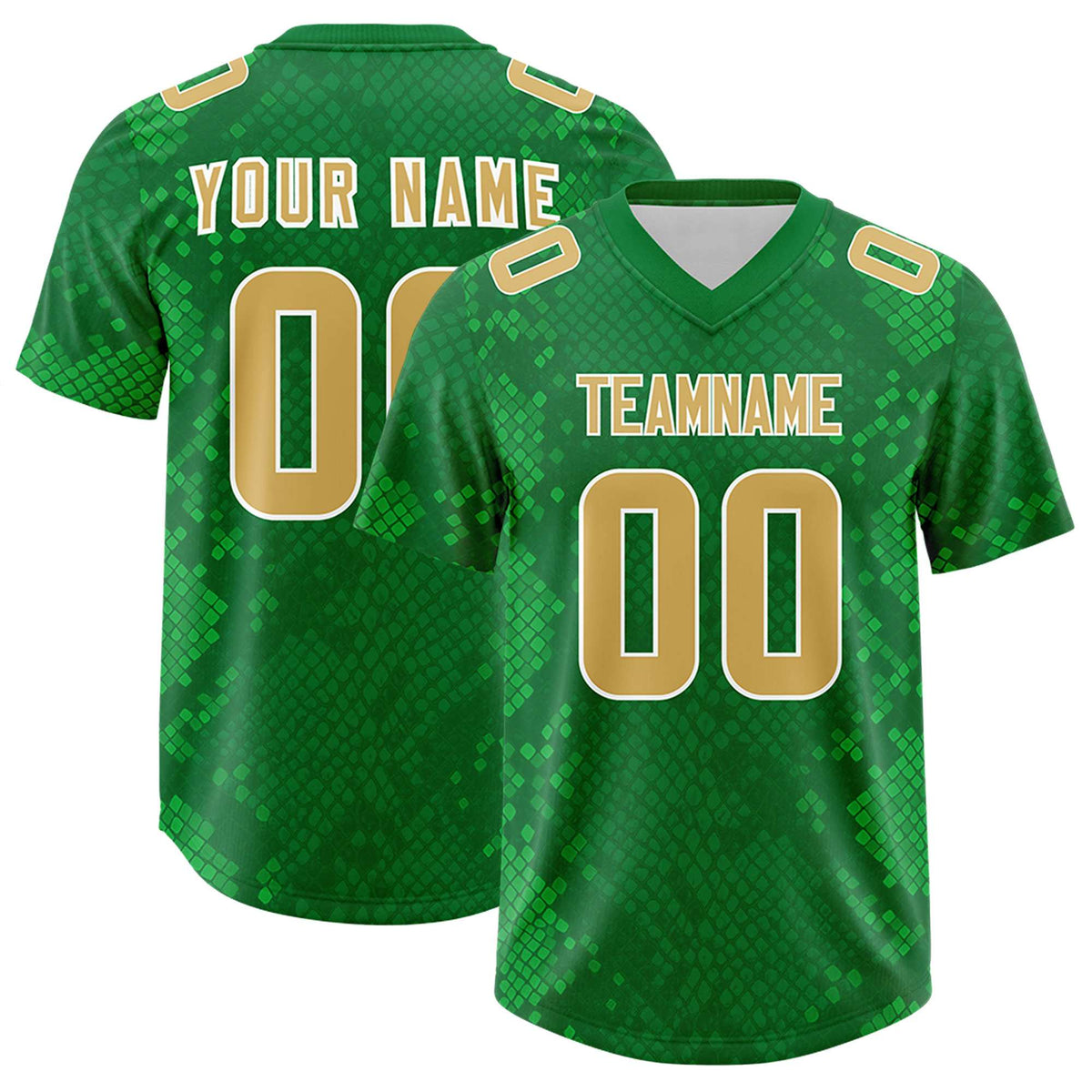 Custom Kelly Green Personalized Snakeskin Graffiti Pattern Authentic American Football Jersey