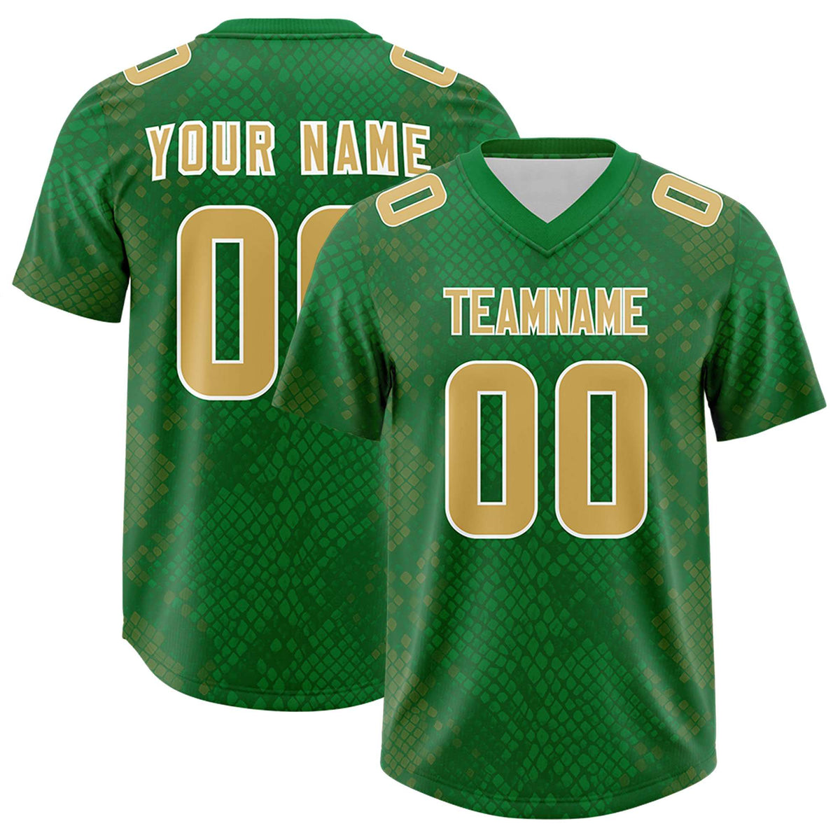 Custom Kelly Green Personalized Snakeskin Graffiti Pattern Authentic American Football Jersey
