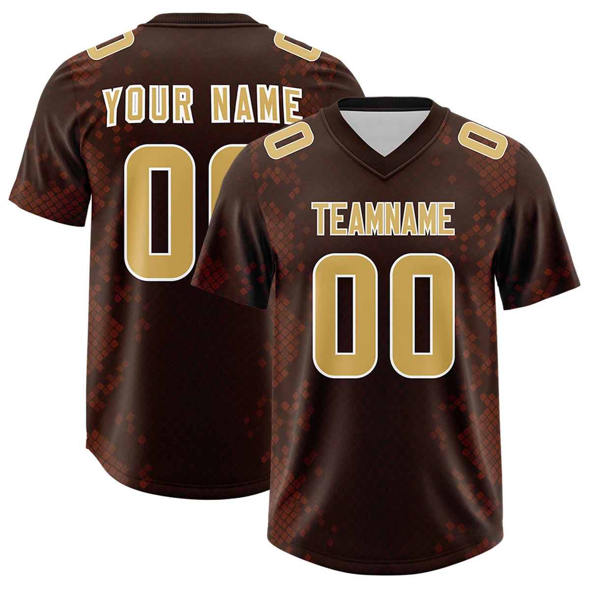 Custom Brown Personalized Snakeskin Graffiti Pattern Authentic American Football Jersey