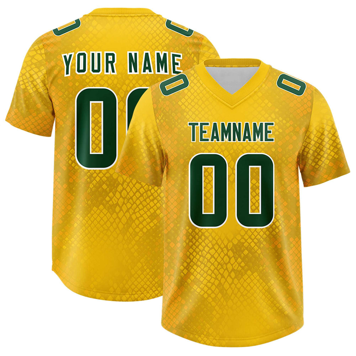 Custom Gold Personalized Snakeskin Graffiti Pattern Authentic American Football Jersey