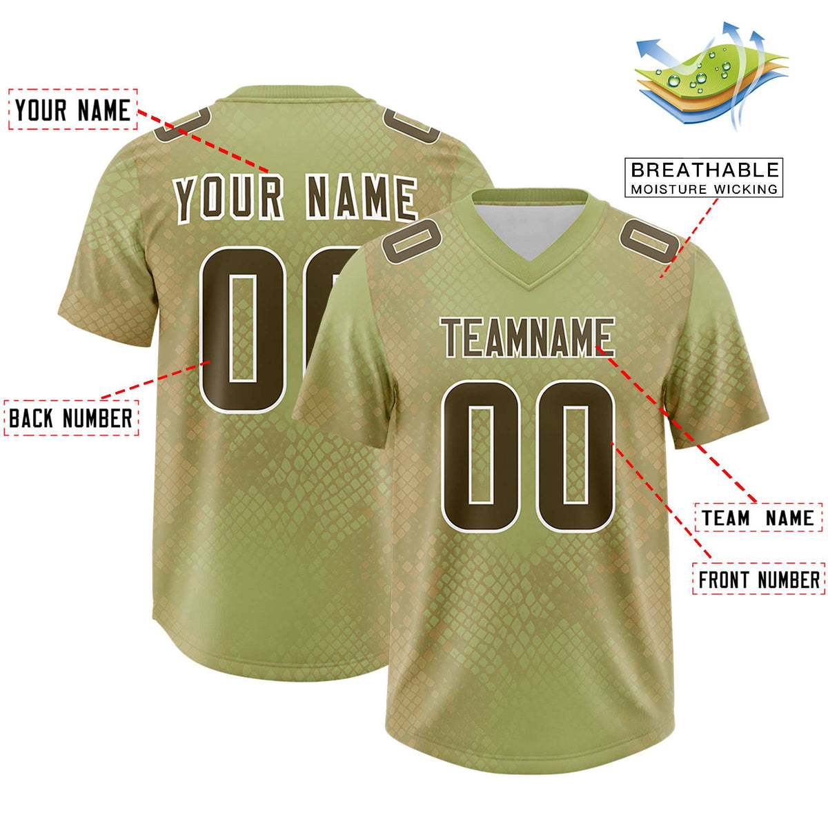 Custom Champagne Personalized Snakeskin Graffiti Pattern Authentic American Football Jersey