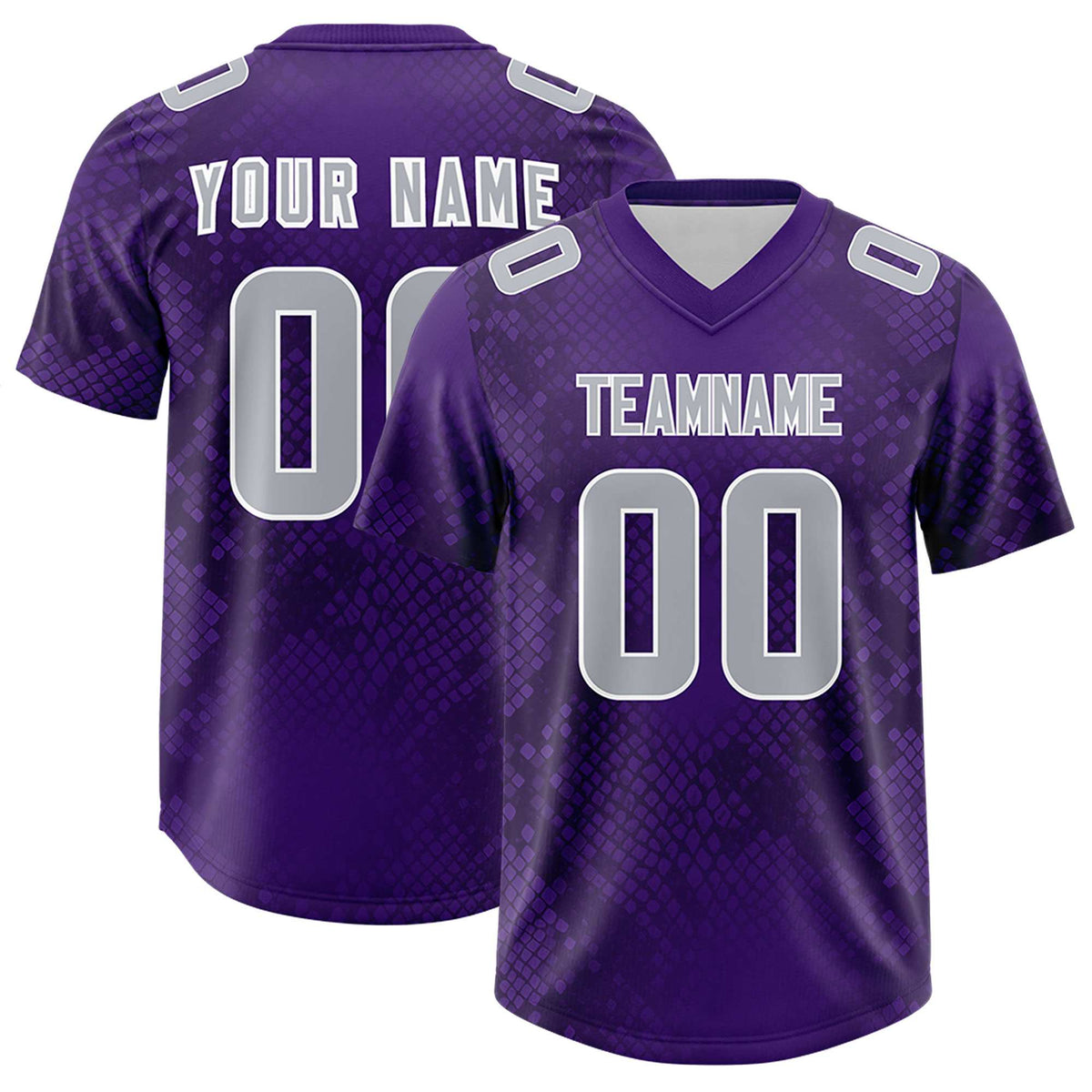 Custom Purple Personalized Snakeskin Graffiti Pattern Authentic American Football Jersey
