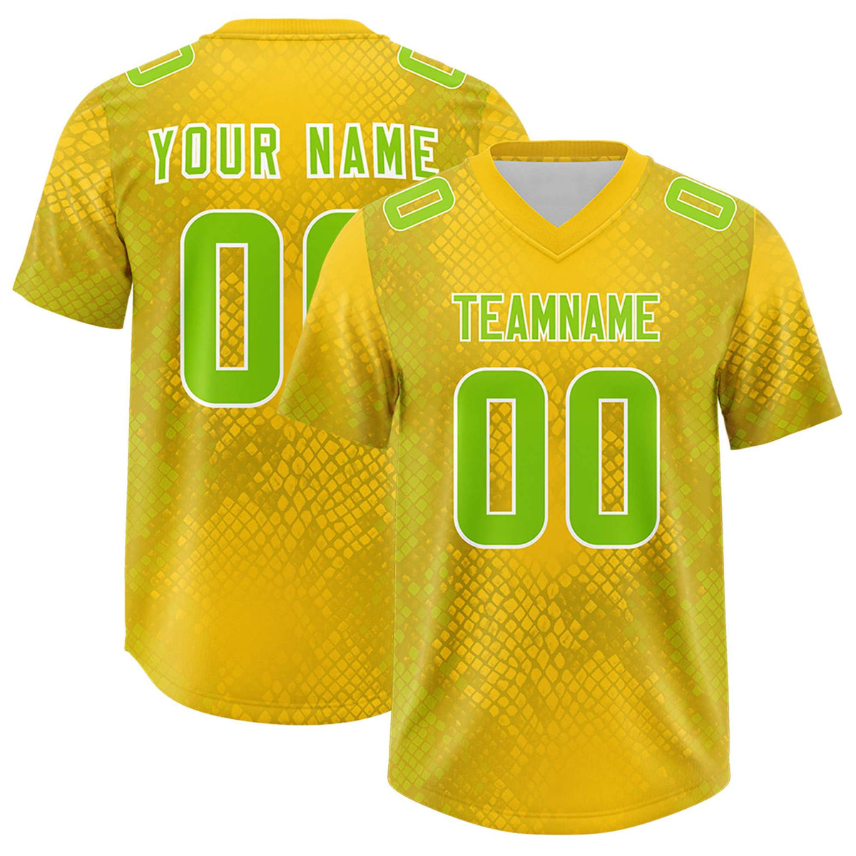 Custom Gold Personalized Snakeskin Graffiti Pattern Authentic American Football Jersey