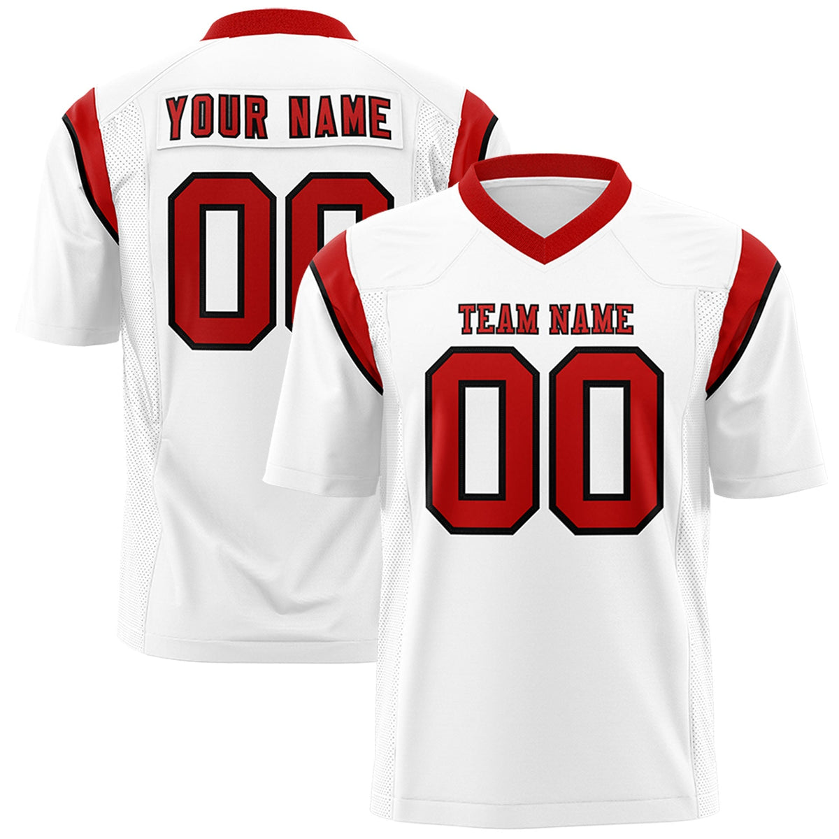 Custom White Red Personalized Shoulder Cut Two-Tone Authentic American Football Jersey