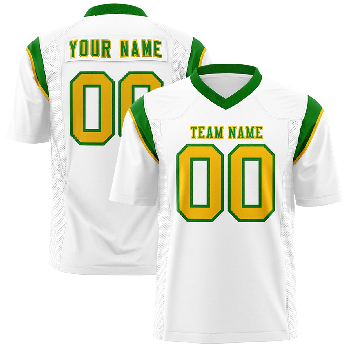 Custom White Kelly Green Personalized Shoulder Cut Two-Tone Authentic American Football Jersey