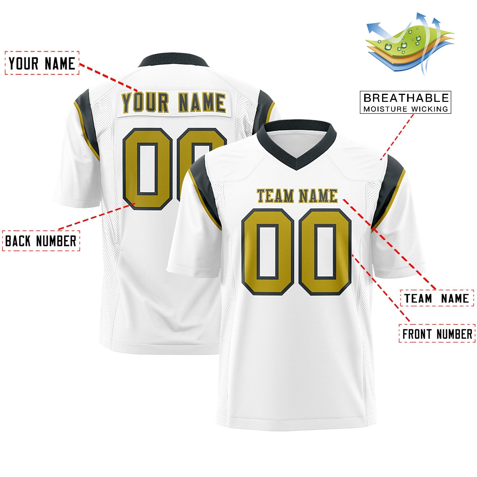 Custom White Dark Gray Personalized Shoulder Cut Two-Tone Authentic American Football Jersey