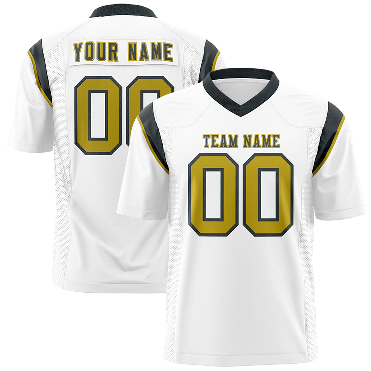 Custom White Dark Gray Personalized Shoulder Cut Two-Tone Authentic American Football Jersey