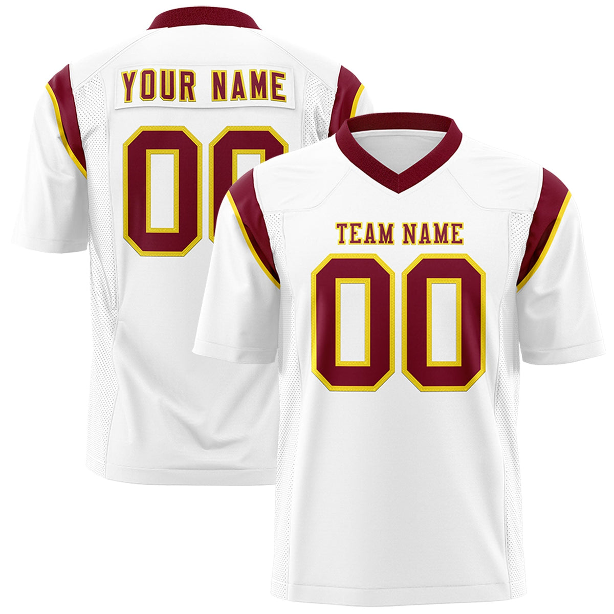 Custom White Cardinal Personalized Shoulder Cut Two-Tone Authentic American Football Jersey