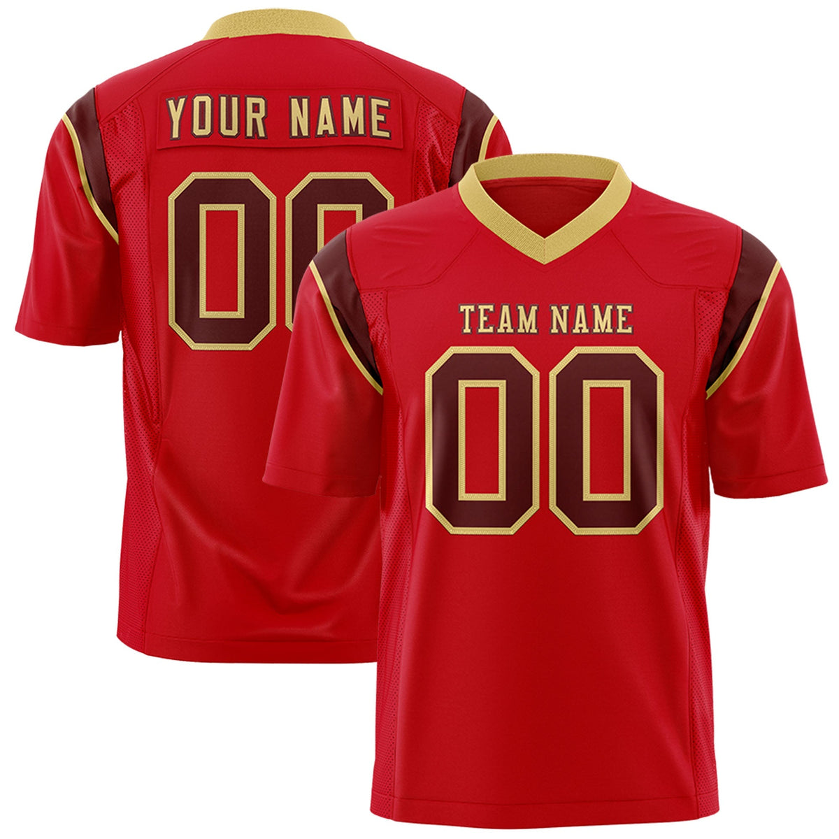 Custom Red Crimson Personalized Shoulder Cut Two-Tone Authentic American Football Jersey