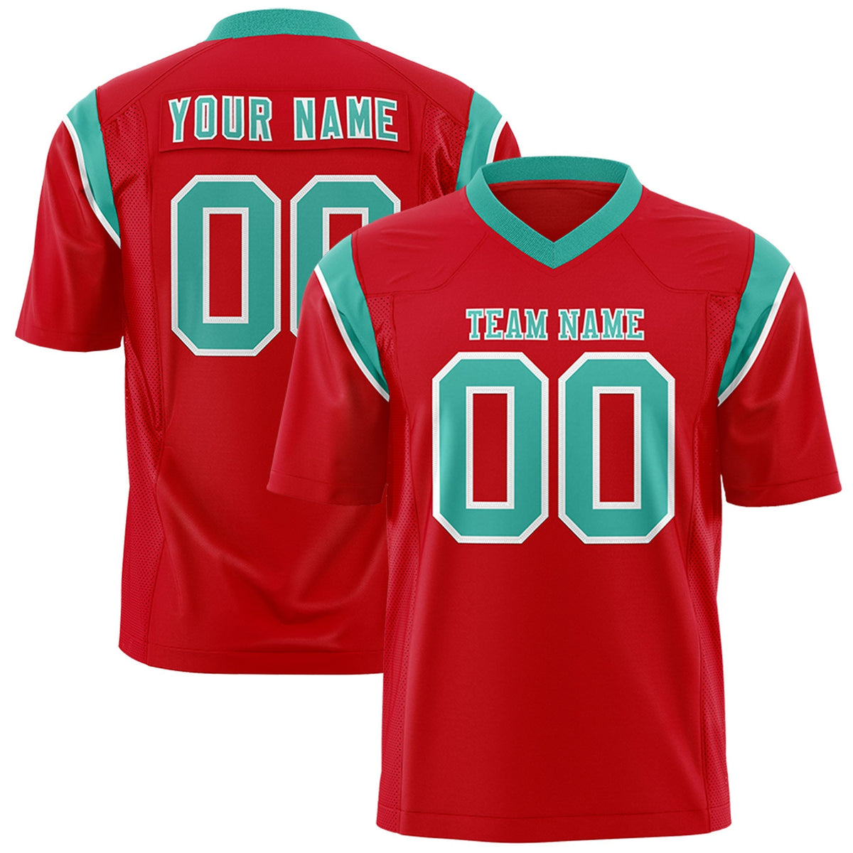 Custom Red Bright Green Personalized Shoulder Cut Two-Tone Authentic American Football Jersey