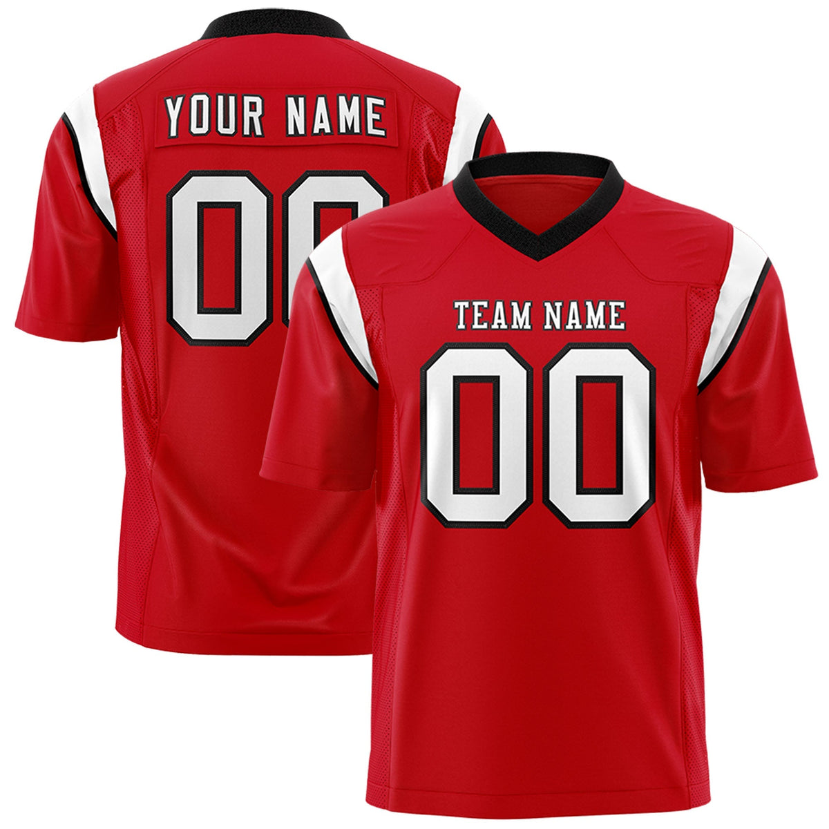 Custom Red White Personalized Shoulder Cut Two-Tone Authentic American Football Jersey