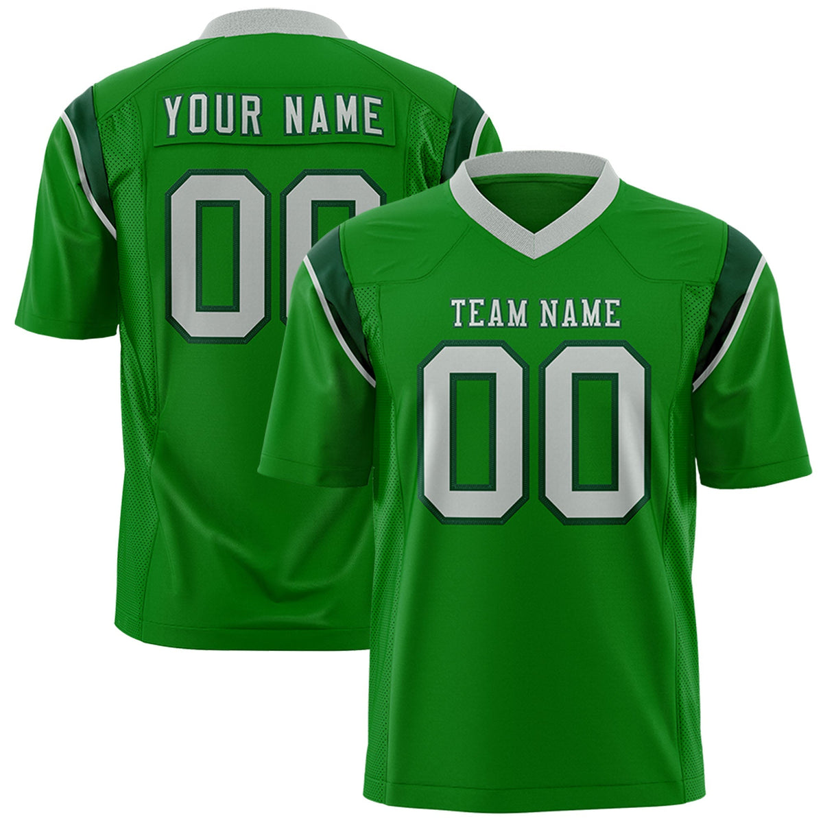 Custom Kelly Green Navy Personalized Shoulder Cut Two-Tone Authentic American Football Jersey