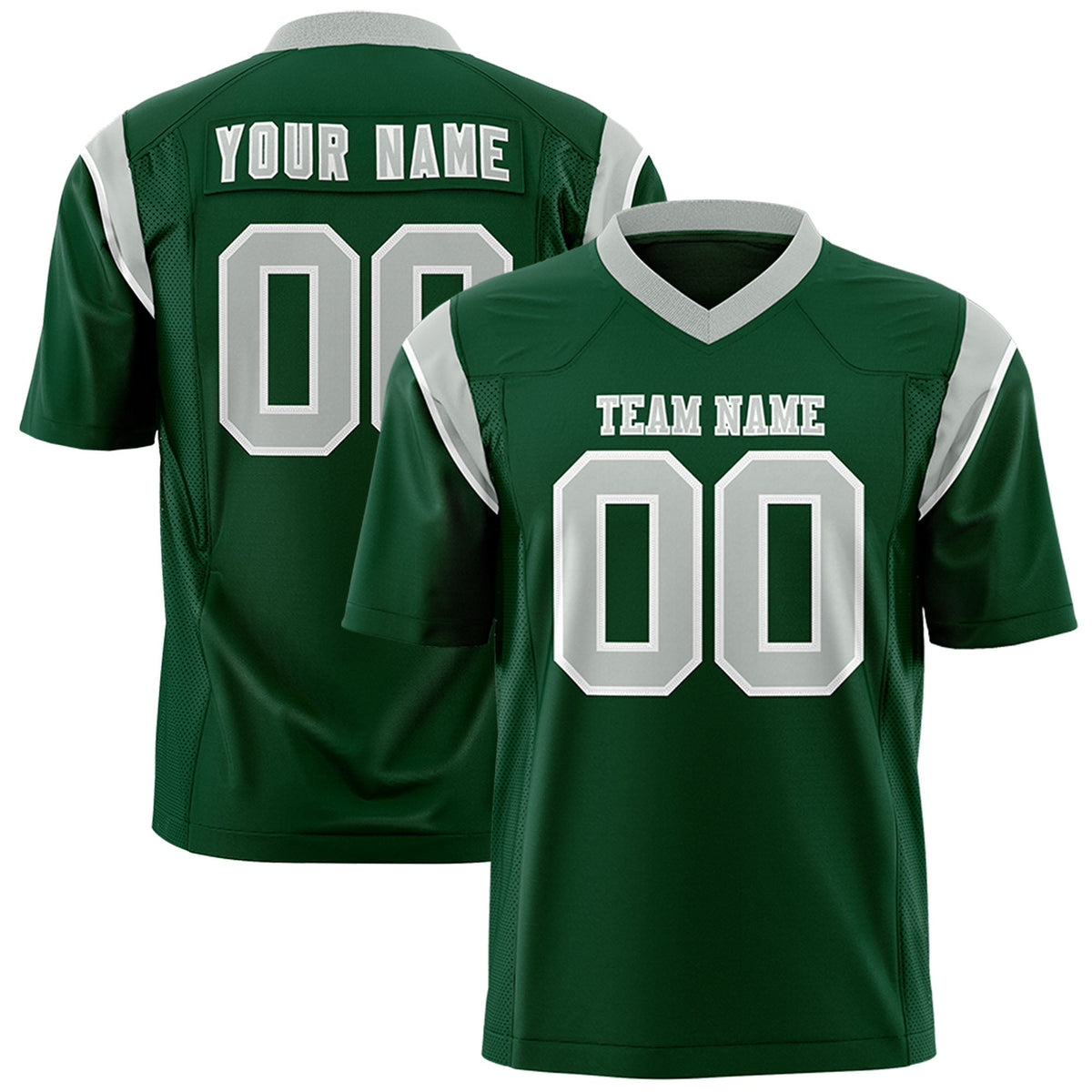 Custom Green Gray Personalized Shoulder Cut Two-Tone Authentic American Football Jersey