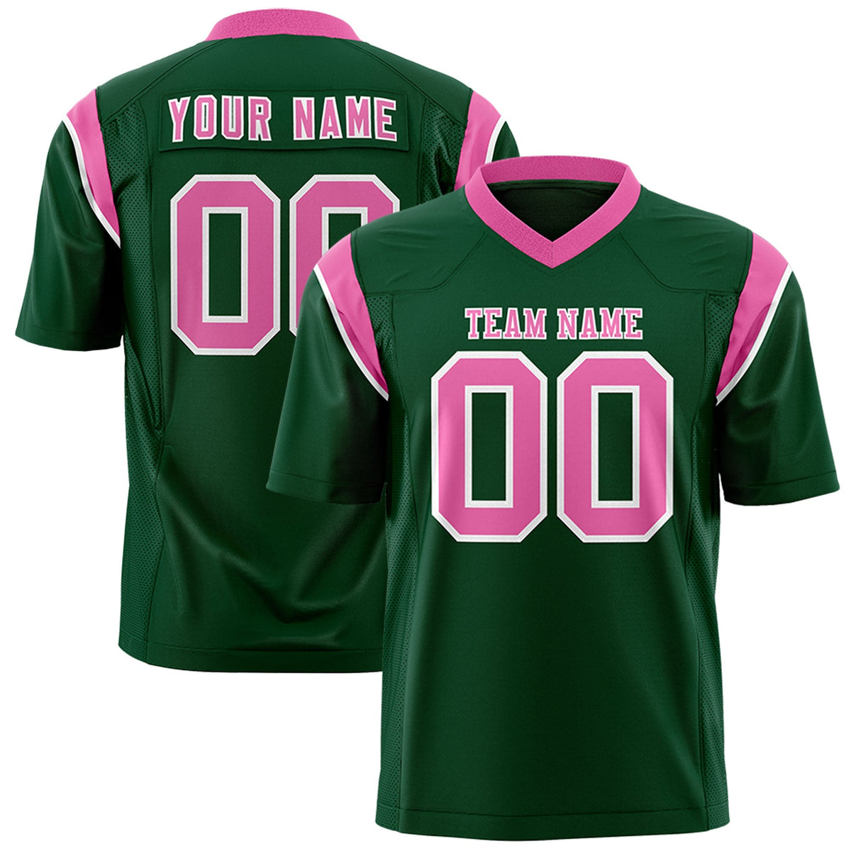 Custom Green Pink Personalized Shoulder Cut Two-Tone Authentic American Football Jersey