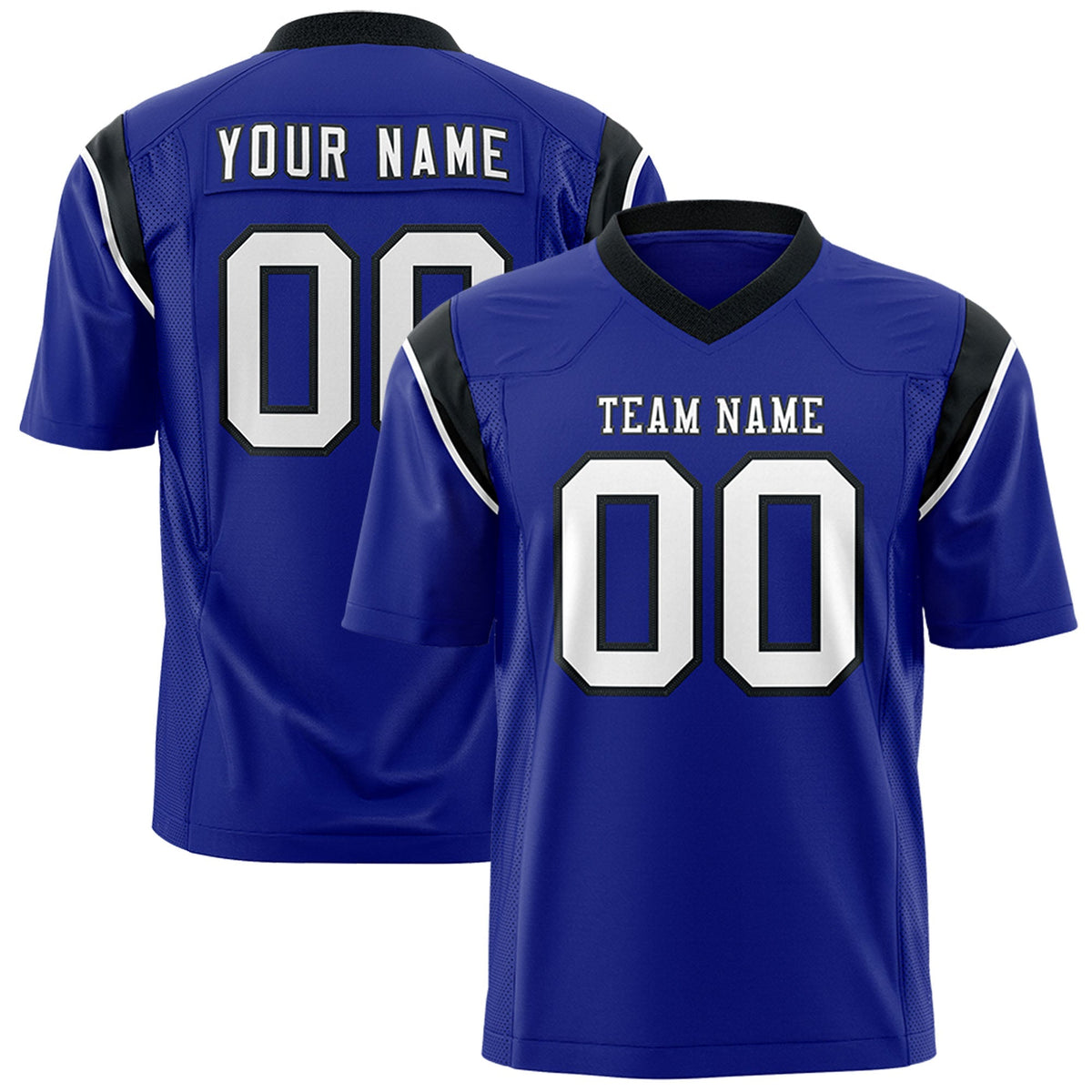 Custom Royal Black Personalized Shoulder Cut Two-Tone Authentic American Football Jersey