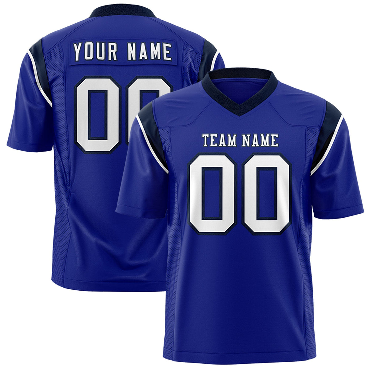 Custom Royal Black Personalized Shoulder Cut Two-Tone Authentic American Football Jersey