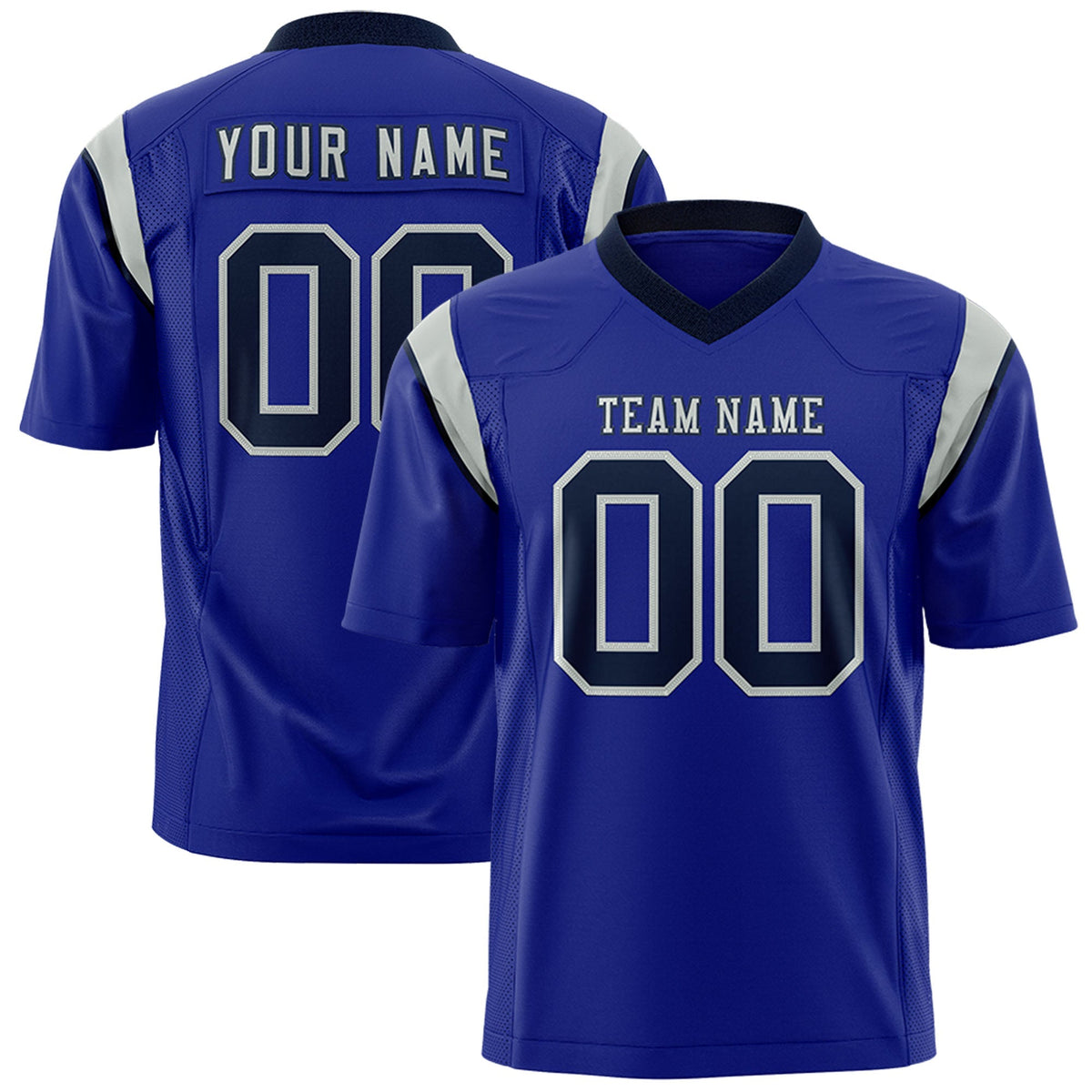 Custom Royal Black Personalized Shoulder Cut Two-Tone Authentic American Football Jersey