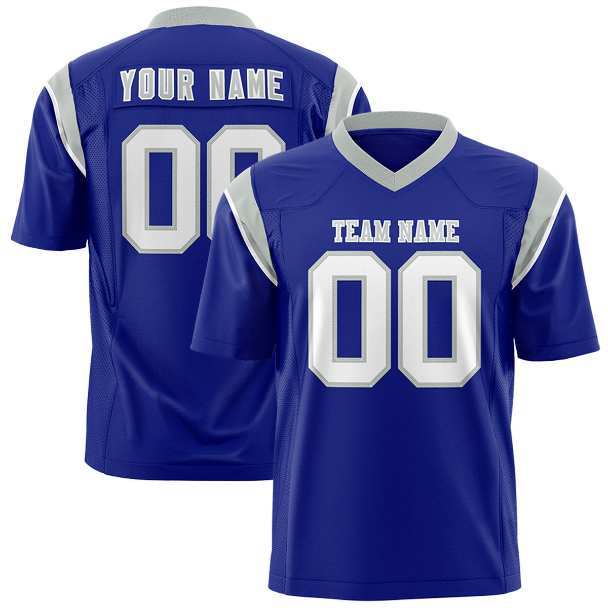 Custom Royal White Personalized Shoulder Cut Two-Tone Authentic American Football Jersey