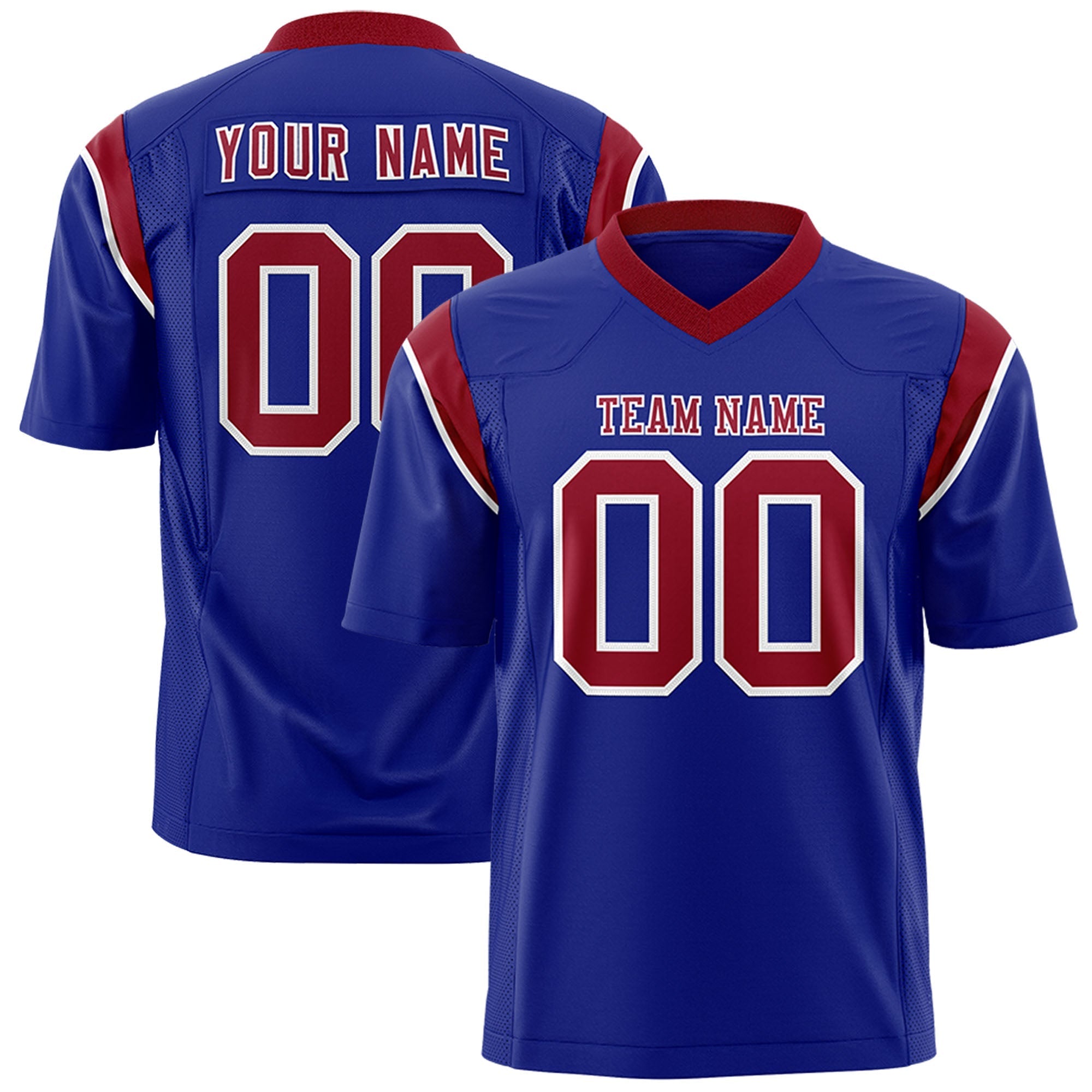 Custom Royal Cardinal Personalized Shoulder Cut Two-Tone Authentic American Football Jersey