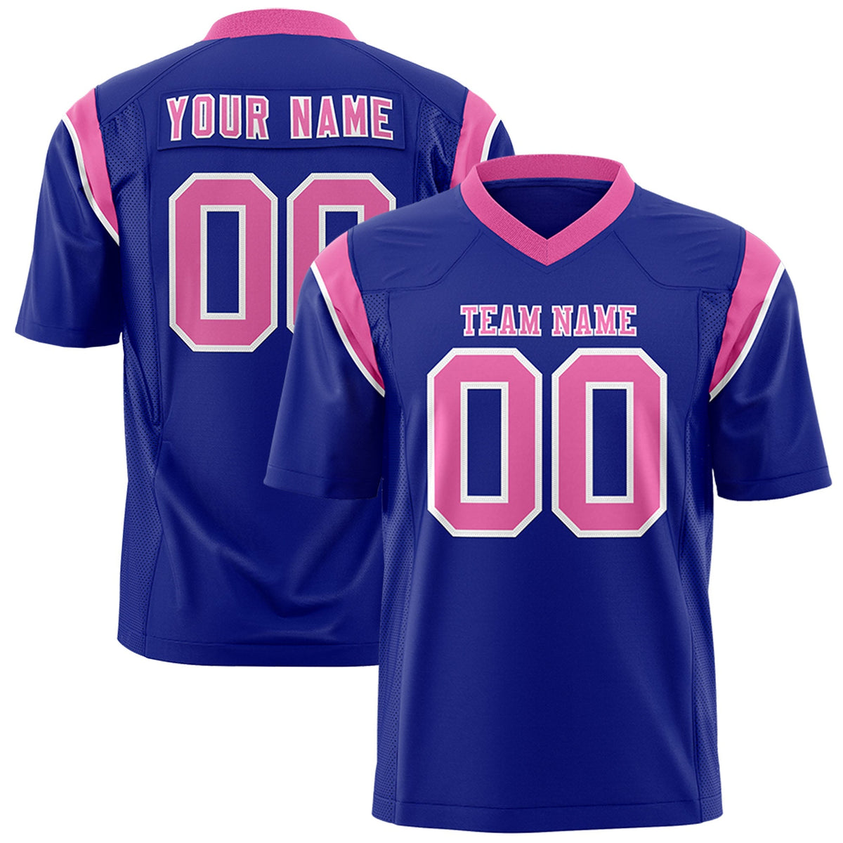 Custom Royal Pink Personalized Shoulder Cut Two-Tone Authentic American Football Jersey