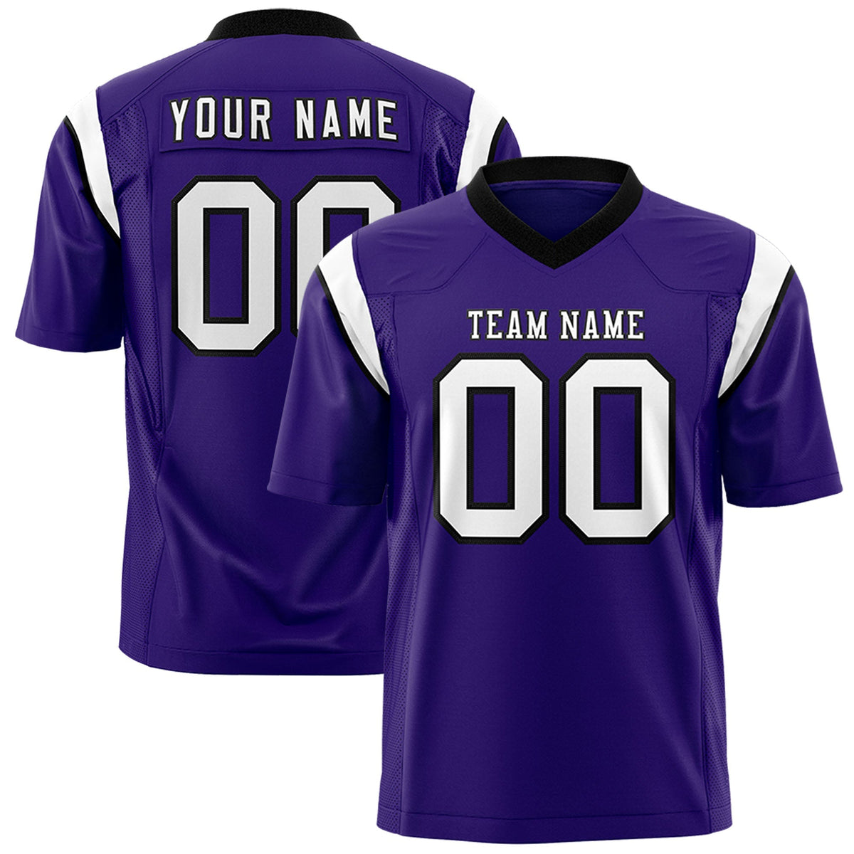 Custom Purple White Personalized Shoulder Cut Two-Tone Authentic American Football Jersey