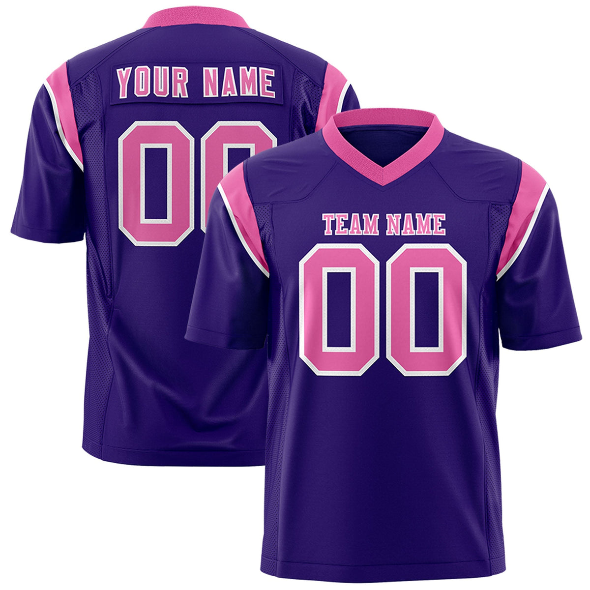 Custom Purple Pink Personalized Shoulder Cut Two-Tone Authentic American Football Jersey