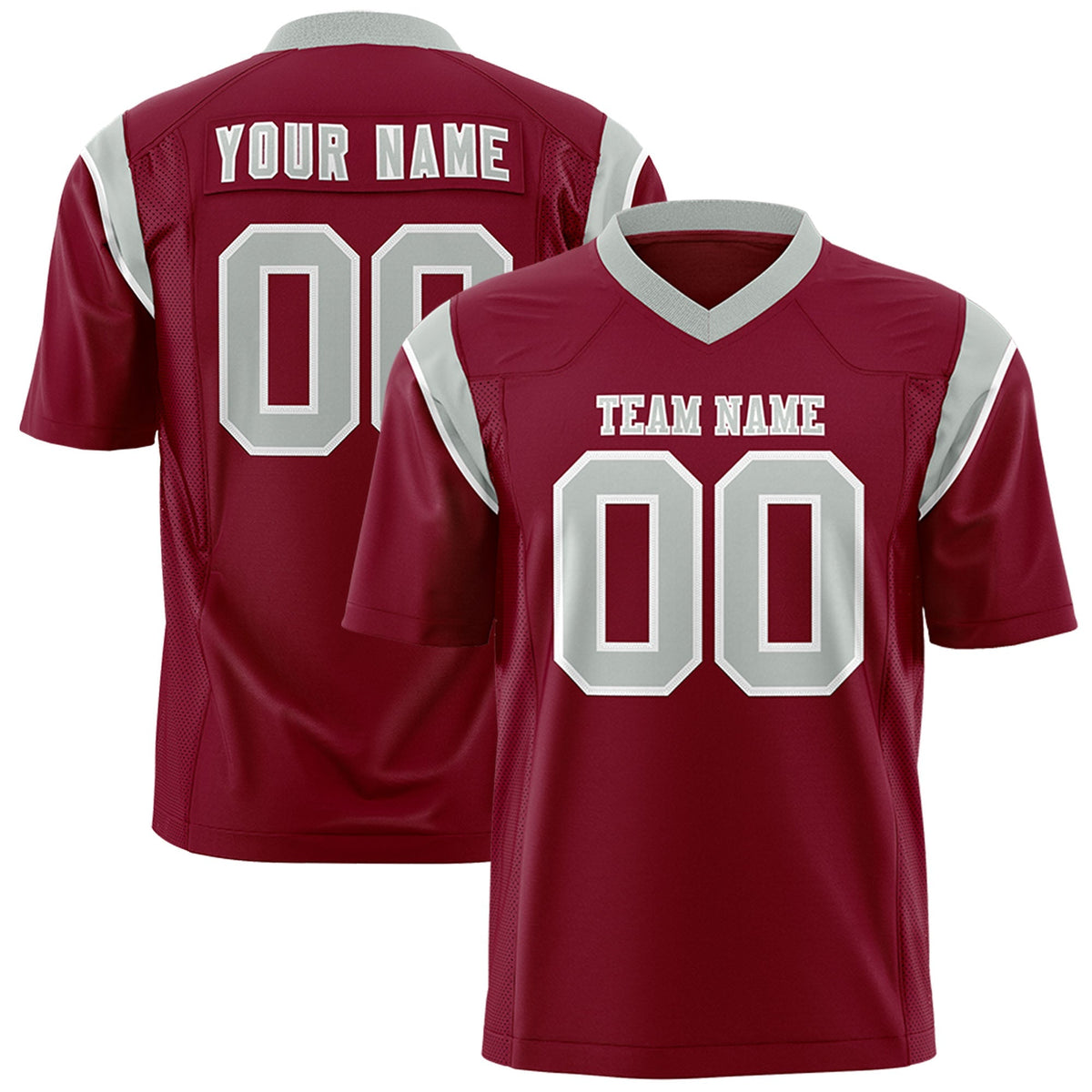 Custom Cardinal Gray Personalized Shoulder Cut Two-Tone Authentic American Football Jersey