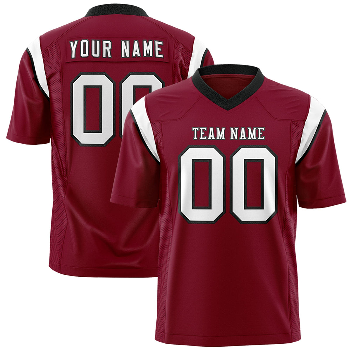 Custom Cardinal White Personalized Shoulder Cut Two-Tone Authentic American Football Jersey