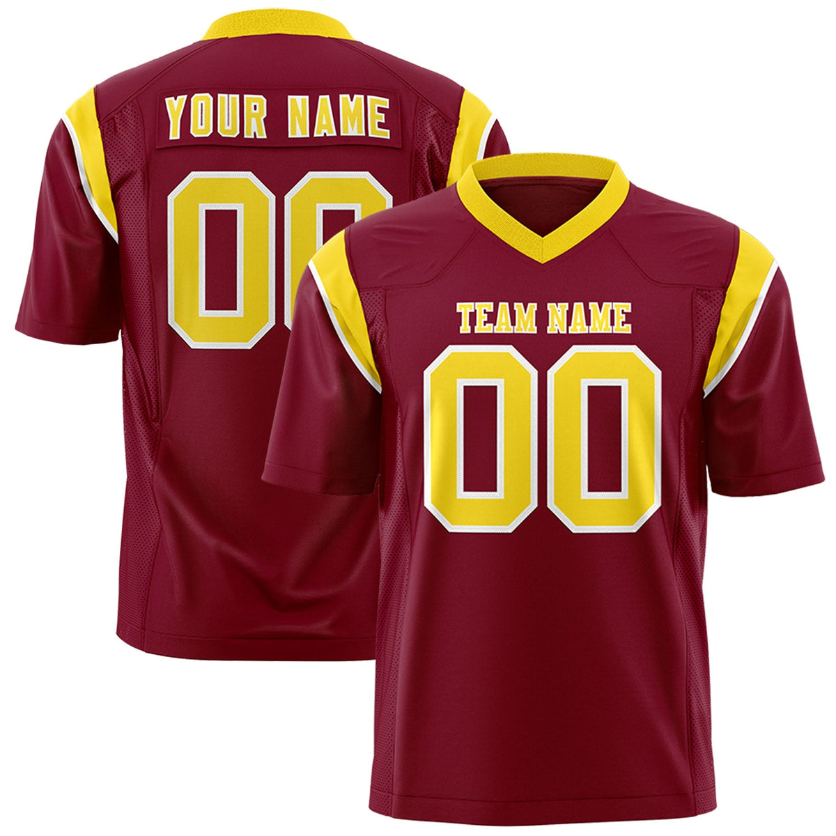 Custom Cardinal Gold Personalized Shoulder Cut Two-Tone Authentic American Football Jersey