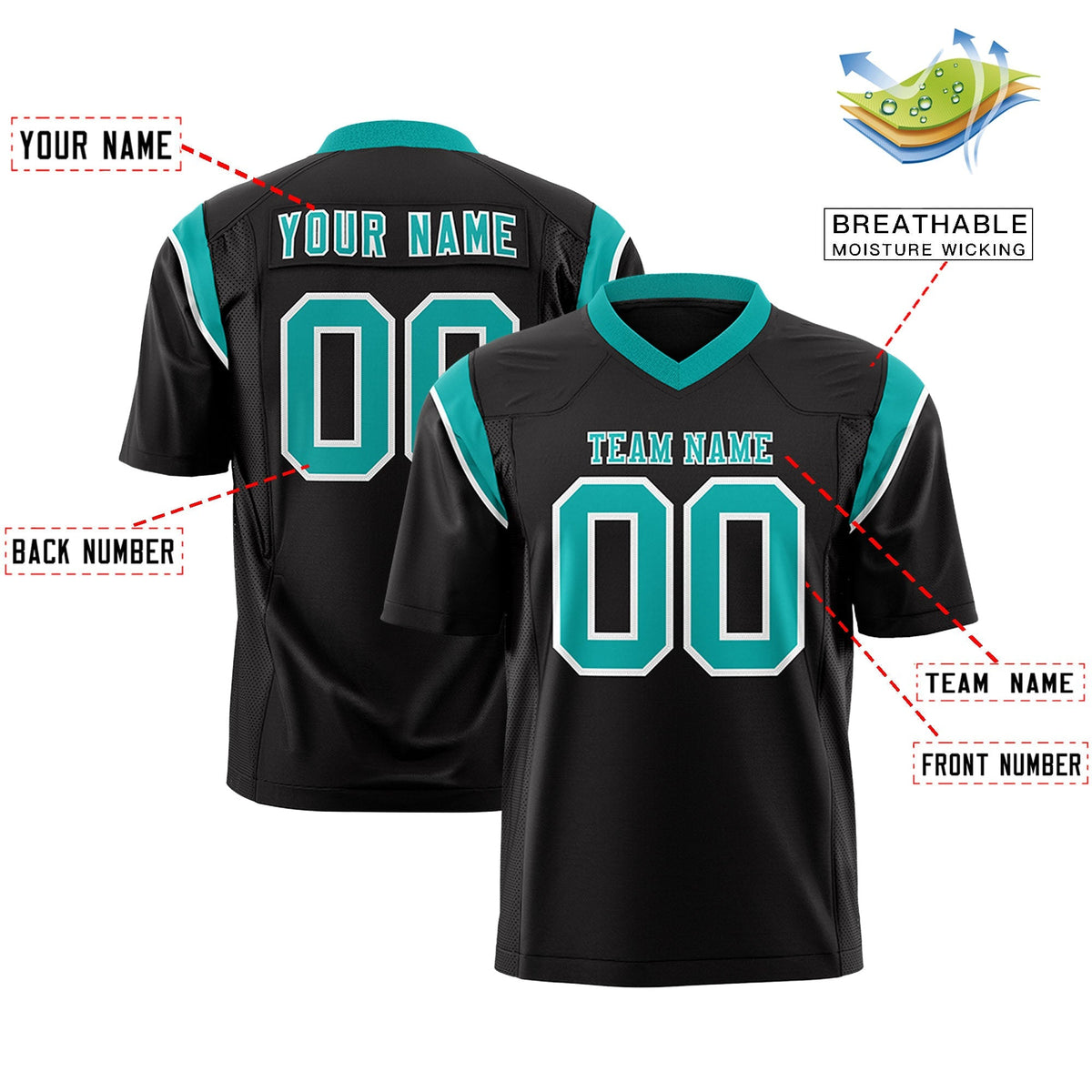 Custom Black Bright Green Personalized Shoulder Cut Two-Tone Authentic American Football Jersey
