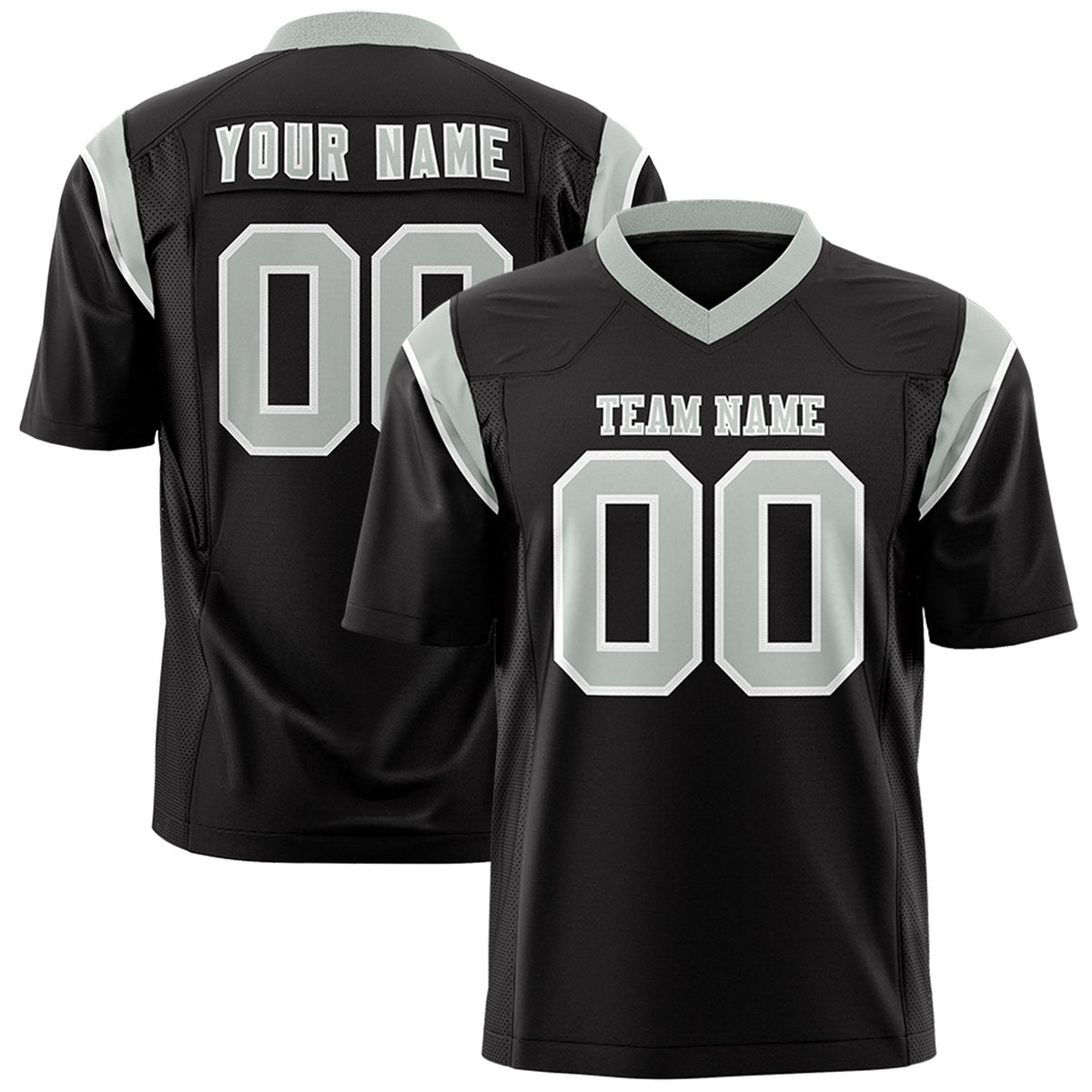 Custom Black Gray Personalized Shoulder Cut Two-Tone Authentic American Football Jersey