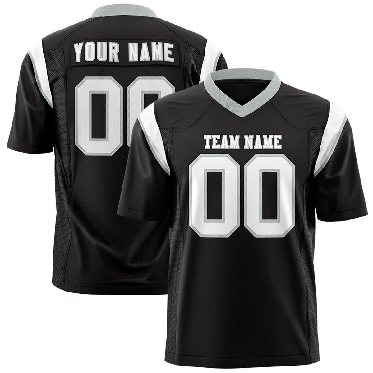 Custom Black White Personalized Shoulder Cut Two-Tone Authentic American Football Jersey