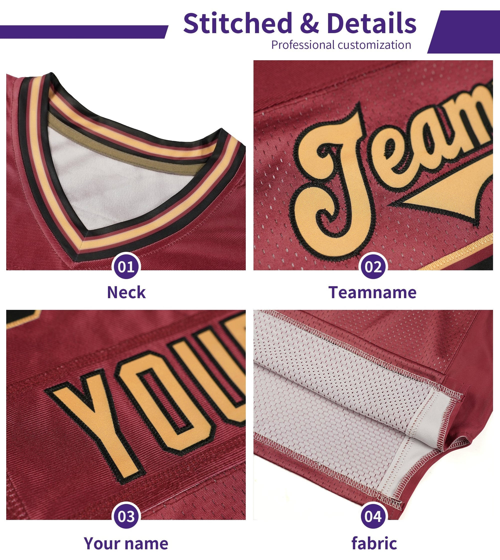 Custom White Red Personalized Shoulder Cut Two-Tone Authentic American Football Jersey