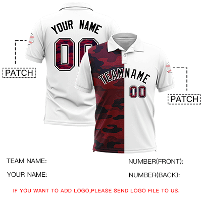 Custom White Camo Split Fashion Authentic Performance Polo Shirt