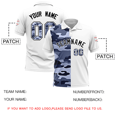 Custom White Camo Split Fashion Authentic Performance Polo Shirt