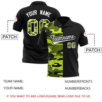 Custom Black Camo Split Fashion Authentic Performance Polo Shirt