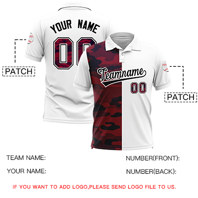 Custom White Camo Split Fashion Authentic Performance Polo Shirt