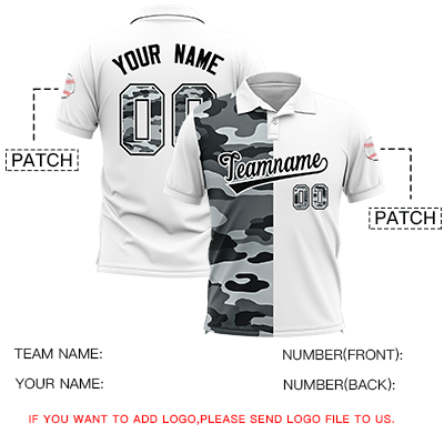 Custom White Camo Split Fashion Authentic Performance Polo Shirt