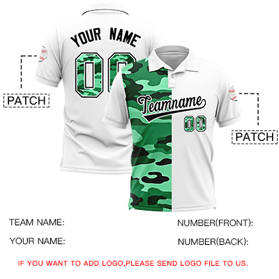 Custom White Camo Split Fashion Authentic Performance Polo Shirt
