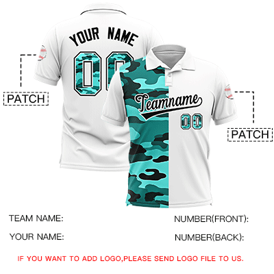 Custom White Camo Split Fashion Authentic Performance Polo Shirt