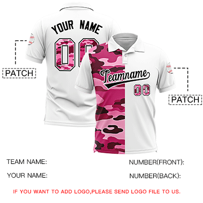 Custom White Camo Split Fashion Authentic Performance Polo Shirt