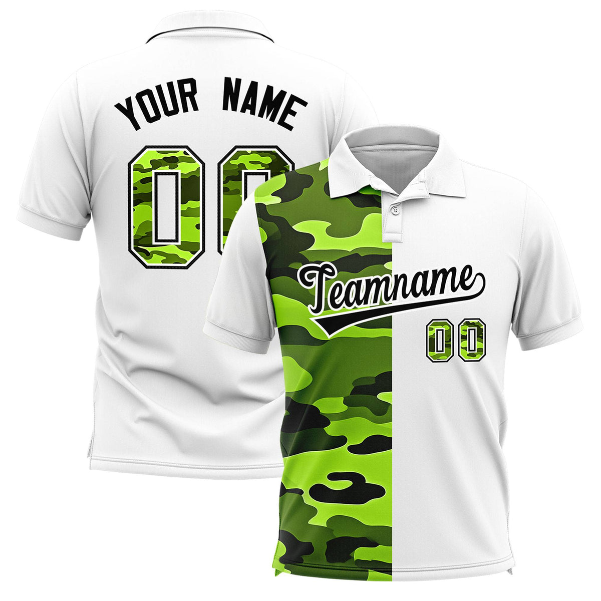 Custom White Camo Split Fashion Authentic Performance Polo Shirt