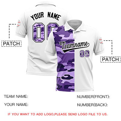 Custom White Camo Split Fashion Authentic Performance Polo Shirt