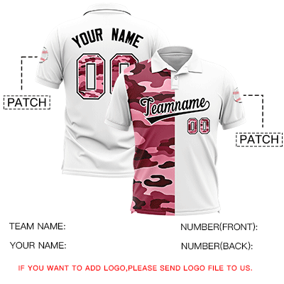 Custom White Camo Split Fashion Authentic Performance Polo Shirt