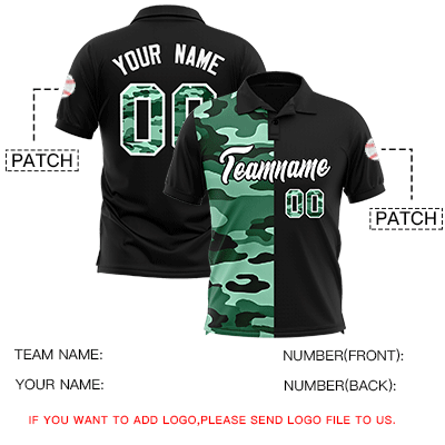 Custom Black Camo Split Fashion Authentic Performance Polo Shirt