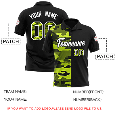 Custom Black Camo Split Fashion Authentic Performance Polo Shirt