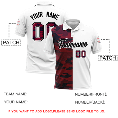 Custom White Camo Split Fashion Authentic Performance Polo Shirt